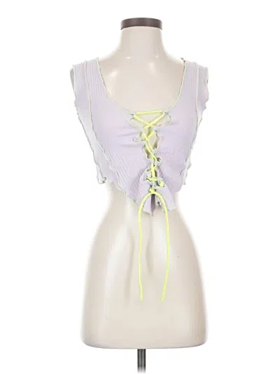 Pre-owned Prettylittlething Tank Top Purple Ruffles Neckline Tops
