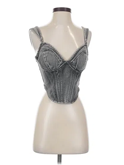 Pre-owned Prettylittlething Tank Top Silver Strapless Neckline Tops