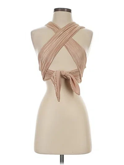 Pre-owned Prettylittlething Tank Top Tan Halter Neckline Tops