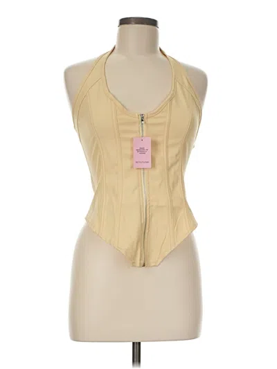 Pre-owned Prettylittlething Tank Top Tan Halter Neckline Tops