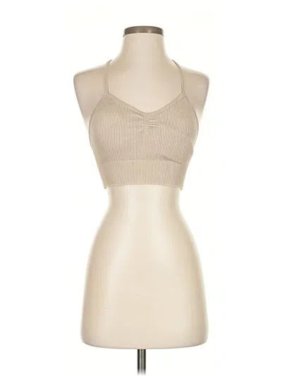 Pre-owned Prettylittlething Tank Top Tan Halter Neckline Tops In Brown