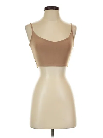 Pre-owned Prettylittlething Tank Top Tan Strapless Neckline Tops
