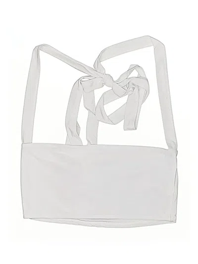 Pre-owned Prettylittlething Tank Top White Halter Neckline Tops