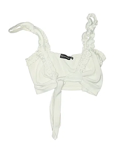 Pre-owned Prettylittlething Tank Top White Strapless Neckline Tops