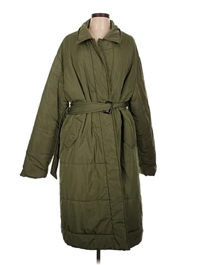 Pre-owned Prettylittlething Trenchcoat In Green