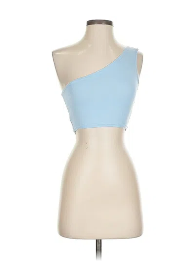 Pre-owned Prettylittlething Tube Top Blue One Shoulder Neckline Tops