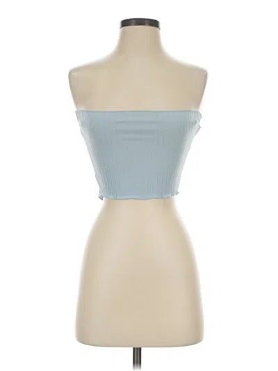 Pre-owned Prettylittlething Tube Top Blue Strapless Neckline Tops