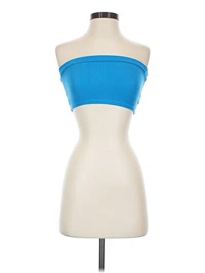 Pre-owned Prettylittlething Tube Top Blue Strapless Neckline Tops