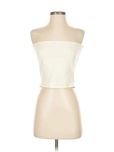 Pre-owned Prettylittlething Tube Top Ivory Strapless Neckline Tops In White
