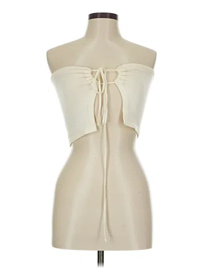 Pre-owned Prettylittlething Tube Top Ivory Strapless Neckline Tops In White