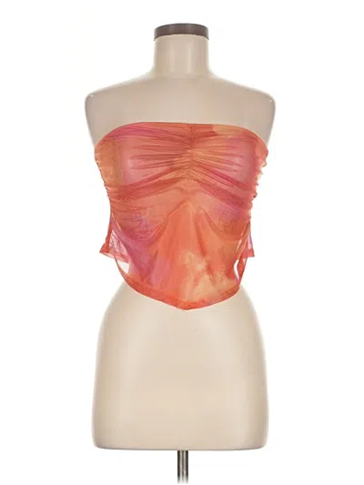 Pre-owned Prettylittlething Tube Top Orange Strapless Neckline Tops