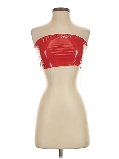 Pre-owned Prettylittlething Tube Top Red Strapless Neckline Tops