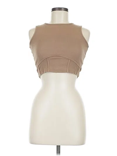 Pre-owned Prettylittlething Tube Top Tan Strapless Neckline Tops