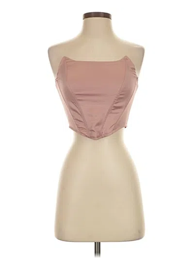 Pre-owned Prettylittlething Tube Top Tan Strapless Neckline Tops