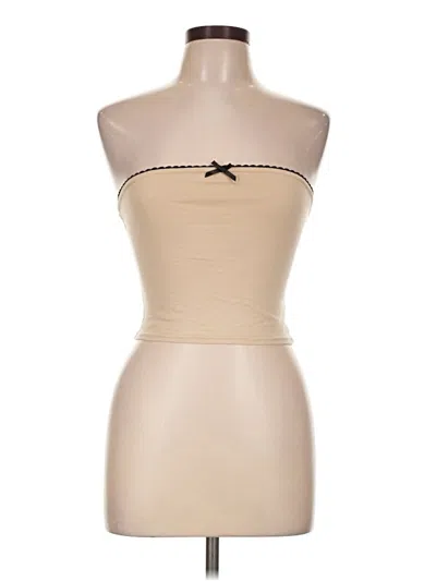 Pre-owned Prettylittlething Tube Top Tan Strapless Neckline Tops