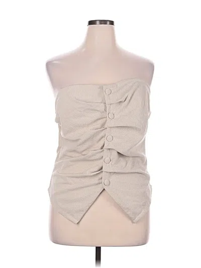 Pre-owned Prettylittlething Tube Top Tan Strapless Neckline Tops