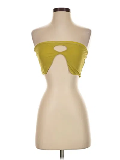 Pre-owned Prettylittlething Tube Top Yellow Strapless Neckline Tops
