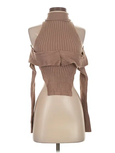 Prettylittlething Turtleneck Sweater In Brown