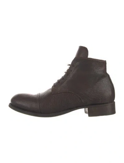 Pre-owned Preventi Leather Combat Boots In Brown