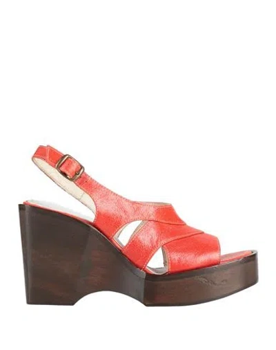 Preventi Woman Mules & Clogs Tomato Red Size 11 Leather