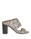 Preventi Woman Sandals Silver Size 7 Leather In Silver