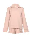 Prevu Sweater And Short Set In Pink Polyester In Pink