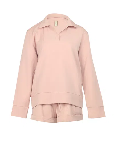 Prevu Sweater And Short Set In Pink Polyester