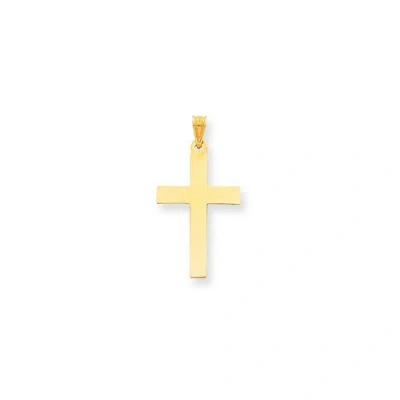 Pre-owned Pricerock Men's Ladies 14k Yellow Gold Polished Engraveable Religious Cross Charm Pendant