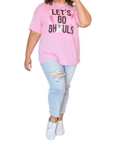 PRICKLY PEAR TX LET'S GO GHOULS GRAPHIC T-SHIRT IN PINK