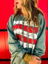 Prickly Pear Tx Merry And Bright Sweatshirt In Green In Red