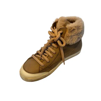 Primabase Women's Fur High Tops Sneakers In Tan In Brown
