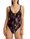 Primadonna Oasis Triangle Padded One-piece Bikini In Black Cactus In Multi