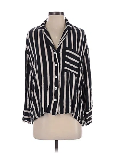 Pre-owned Primark 3/4 Sleeve Button Down Shirt In Black