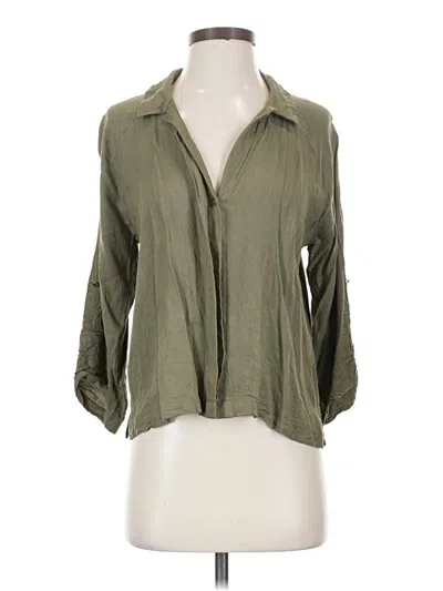 Pre-owned Primark 3/4 Sleeve Button Down Shirt In Green