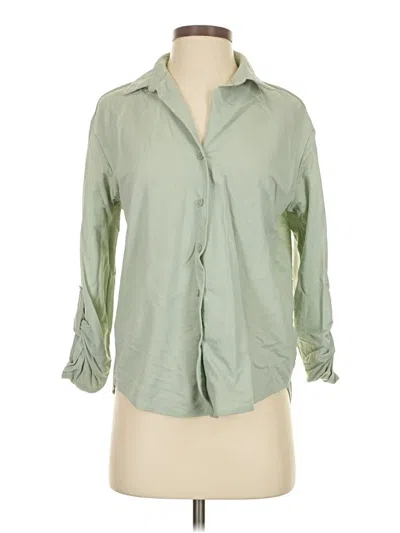 Pre-owned Primark 3/4 Sleeve Button Down Shirt In Green