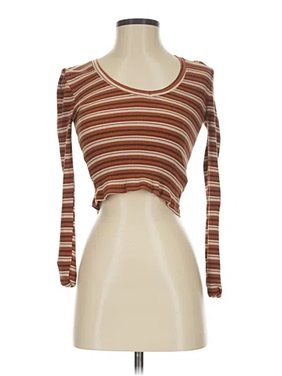 Pre-owned Primark 3/4 Sleeve T-shirt In Brown