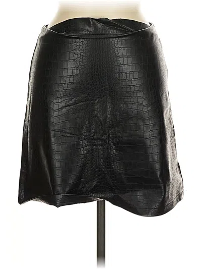 Pre-owned Primark Faux Leather Skirt In Black