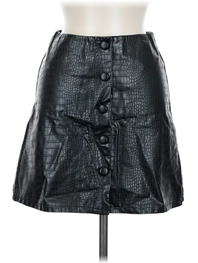 Pre-owned Primark Faux Leather Skirt In Black