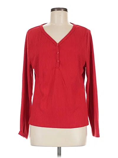 Pre-owned Primark Long Sleeve Henley Shirt In Red