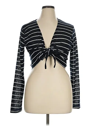 Pre-owned Primark Long Sleeve Top Black Plunge Neckline Tops