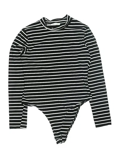 Pre-owned Primark Long Sleeve Top Black Stripes Pattern Turtleneck Tops