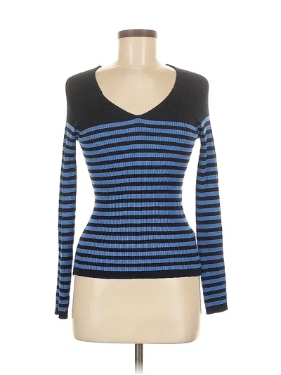 Pre-owned Primark Long Sleeve Top Blue V-neck Tops