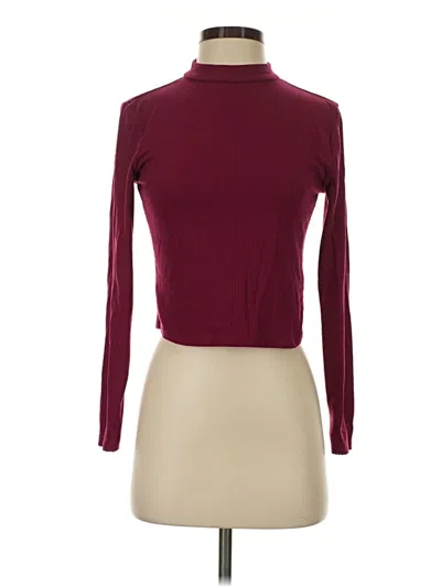 Pre-owned Primark Long Sleeve Top Burgundy Turtleneck Tops
