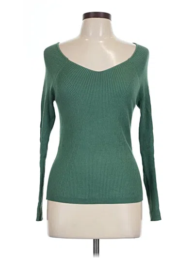 Pre-owned Primark Long Sleeve Top Green Scoop Neck Tops