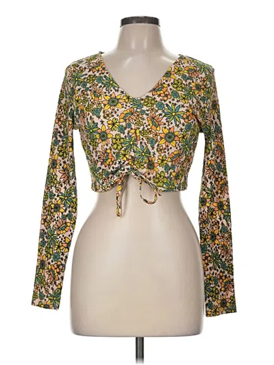 Pre-owned Primark Long Sleeve Top Green Sweetheart Neckline Tops