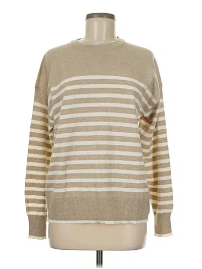 Pre-owned Primark Long Sleeve Top Tan Crew Neck Tops In Brown