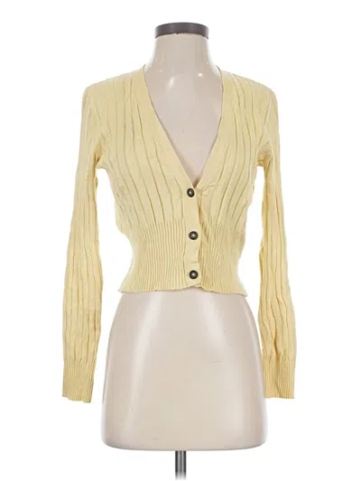 Pre-owned Primark Long Sleeve Top Yellow Plunge Neckline Tops