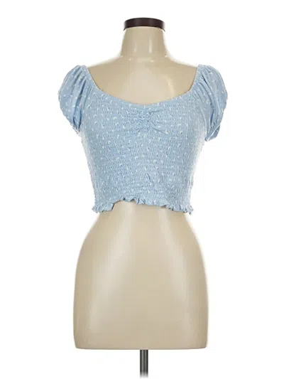 Pre-owned Primark Short Sleeve Top Blue Sweetheart Neckline Tops