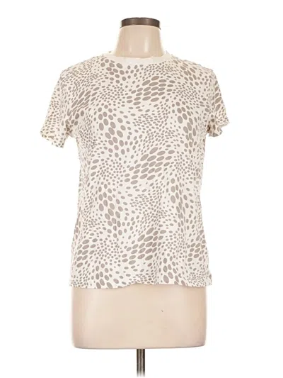 Pre-owned Primark Short Sleeve Top Ivory Animal Print Pattern Mock Neckline Tops
