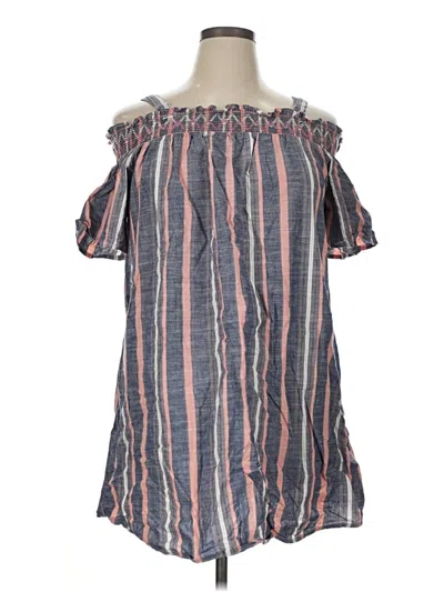 Pre-owned Primark Short Sleeve Top Pink Cold Shoulder Neckline Tops